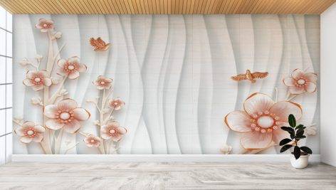 پوستر دیواری گلدار بصورت سه بعدی