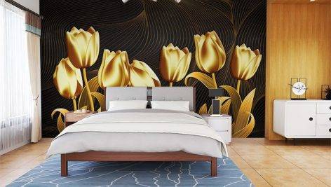 پوستر دیواری گل رز بصورت طلایی