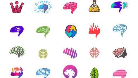 مجموعه لوگوی لایه باز مغز و هوش